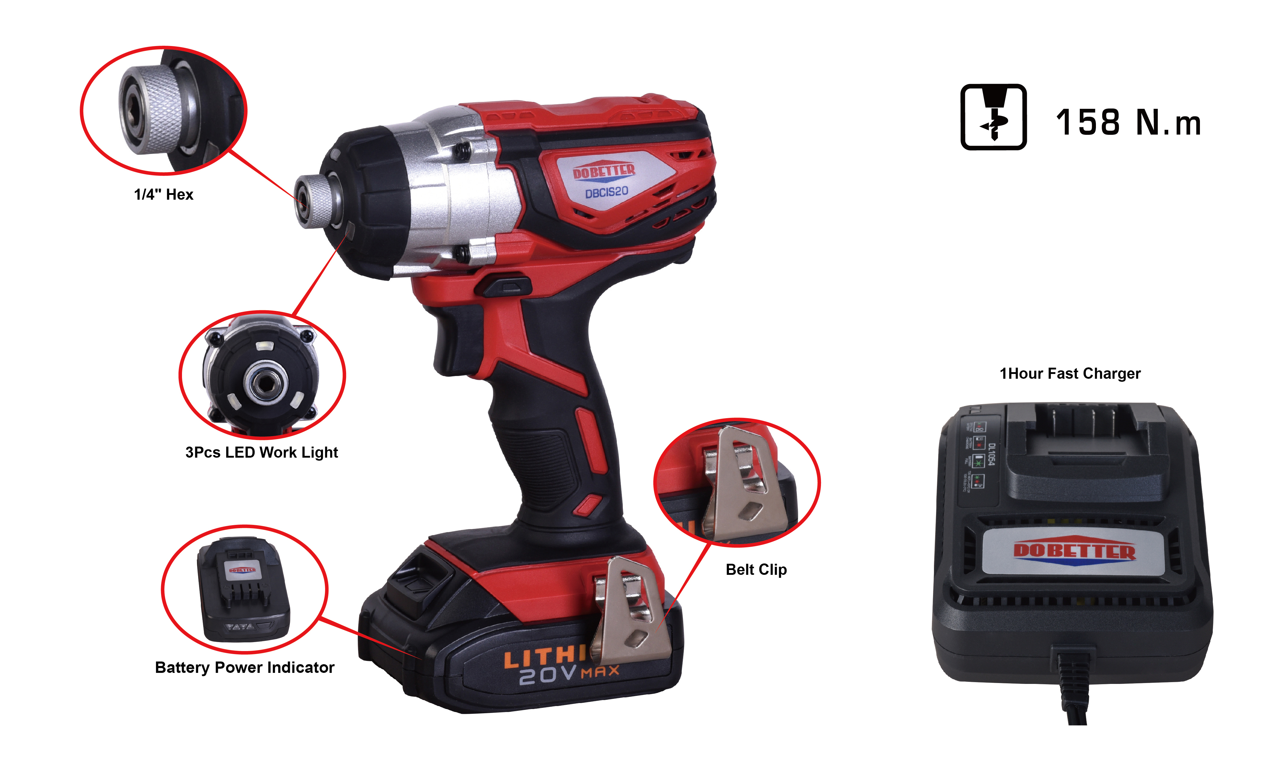 20v Li Ion 1 4 Impact Driver Dbcis20 Dobetter Dbcid20